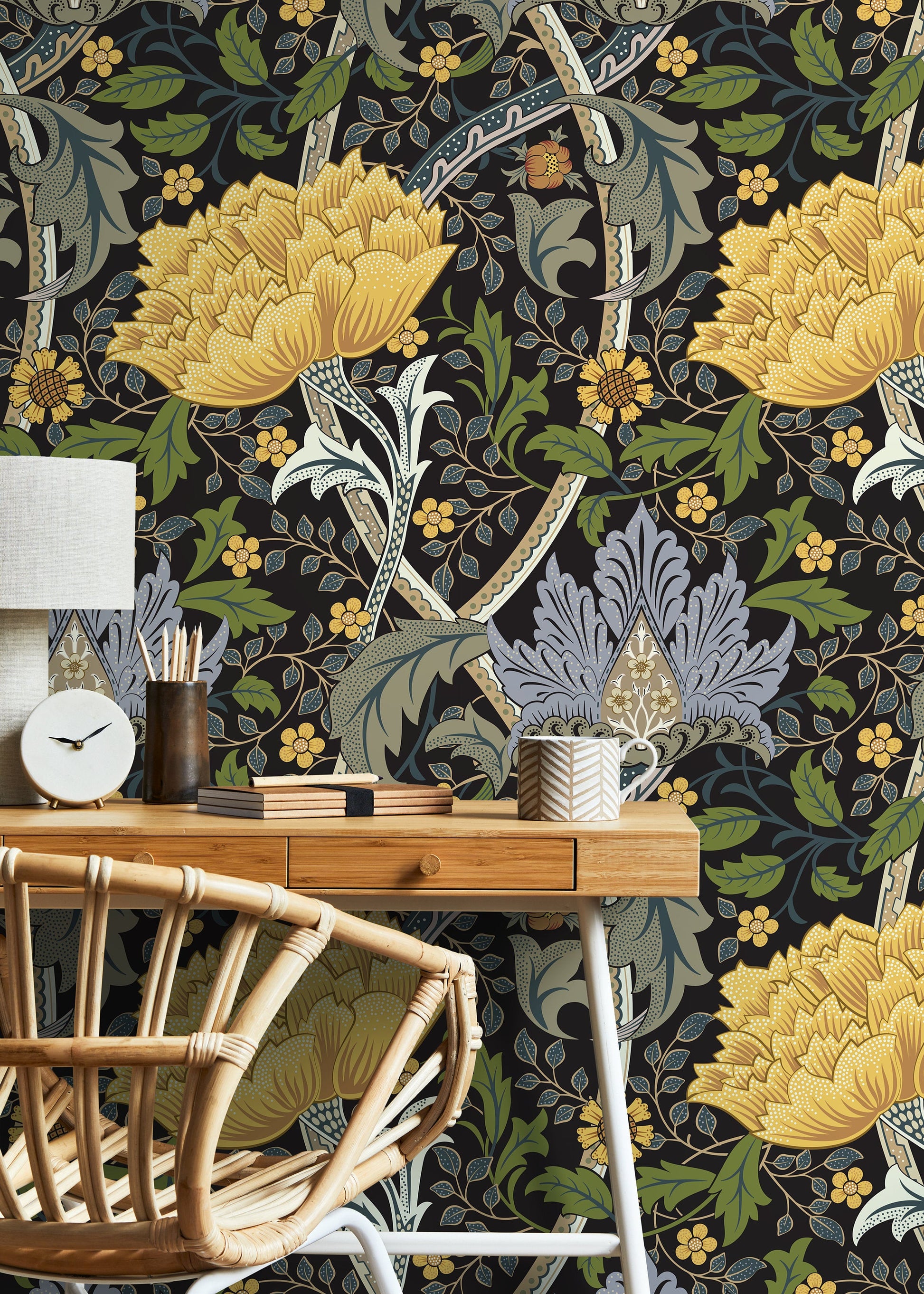 Large Floral William Morris Wallpaper / Peel and Stick Wallpaper Removable Wallpaper Home Decor Wall Art Wall Decor Room Decor - C997