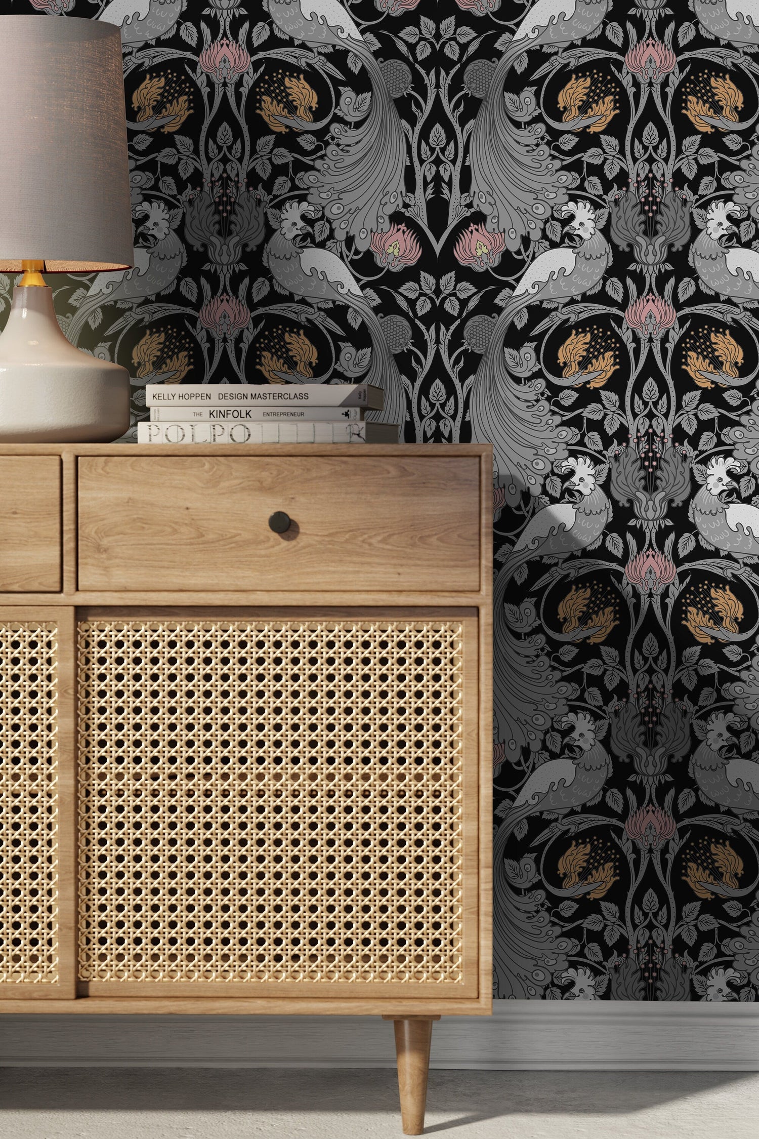 Gray Bird William Morris Wallpaper / Peel and Stick Wallpaper Removable Wallpaper Home Decor Wall Art Wall Decor Room Decor - D005
