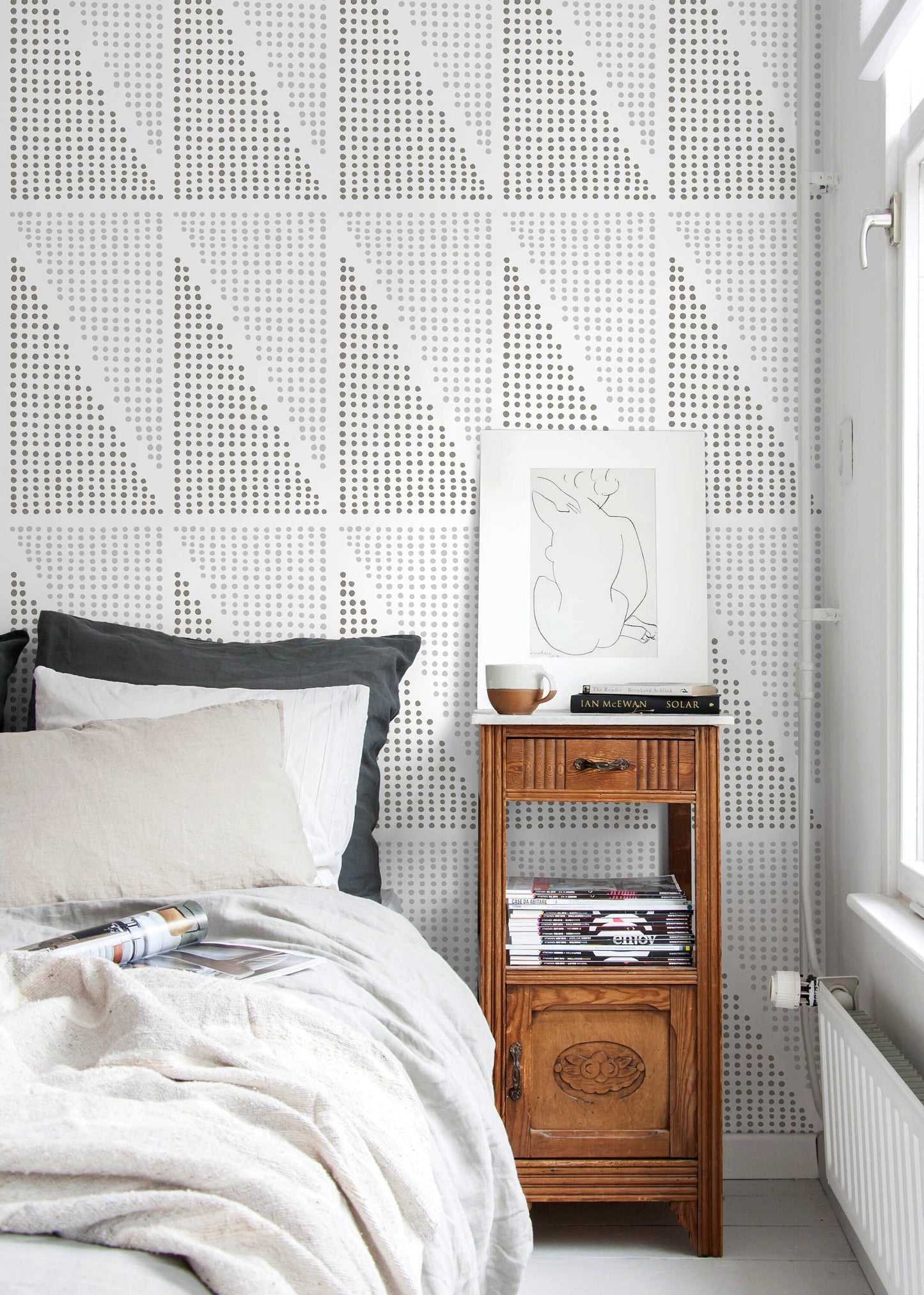 Gray Geometric Dots Wallpaper / Peel and Stick Wallpaper Removable Wallpaper Home Decor Wall Art Wall Decor Room Decor - C970
