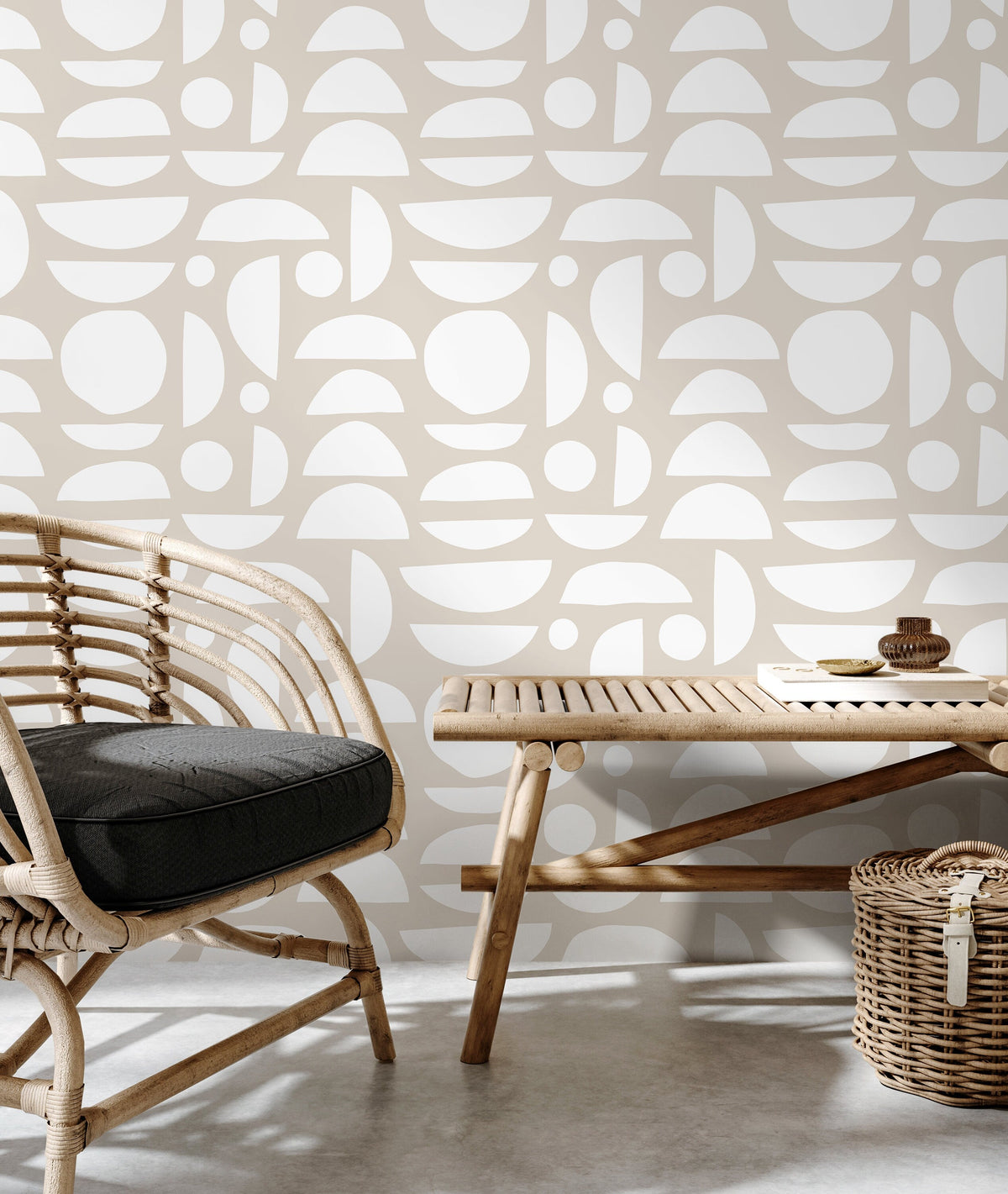 Neutral Geometric Wallpaper / Peel and Stick Wallpaper Removable Wallpaper Home Decor Wall Art Wall Decor Room Decor - D012