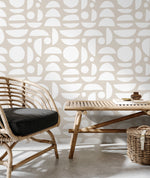 Neutral Geometric Wallpaper / Peel and Stick Wallpaper Removable Wallpaper Home Decor Wall Art Wall Decor Room Decor - D012