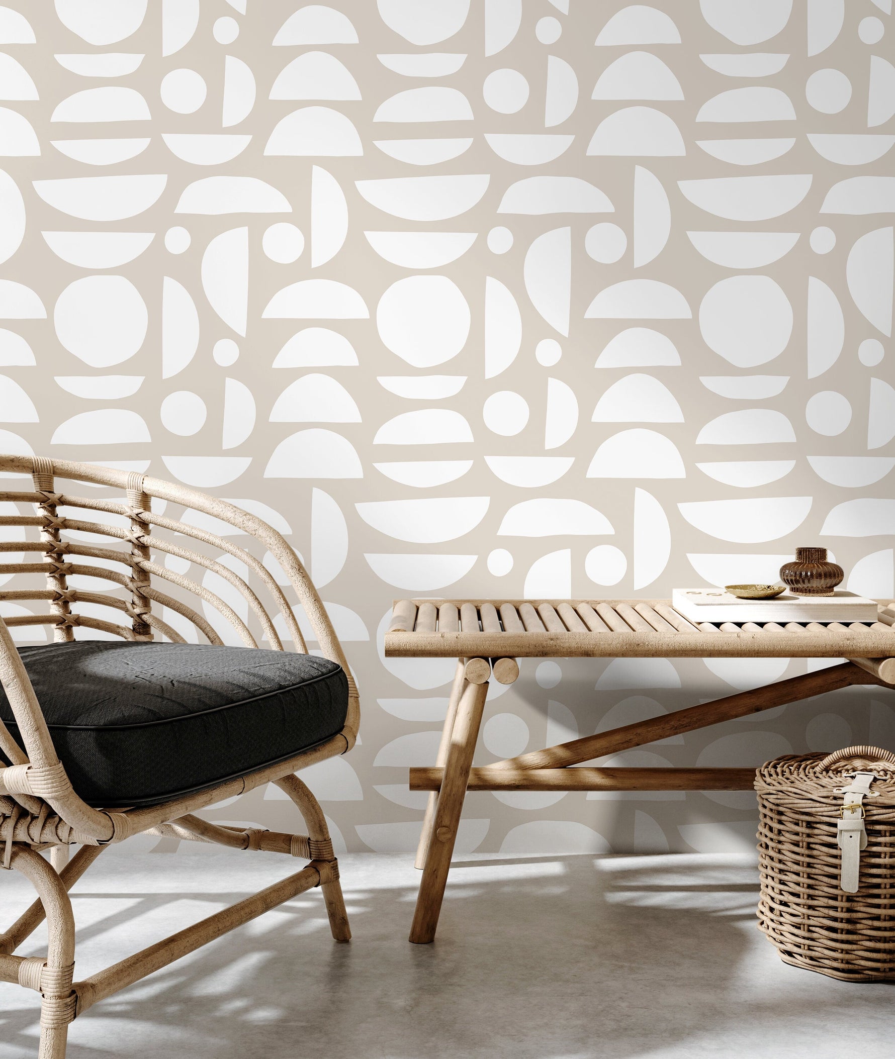 Neutral Geometric Wallpaper / Peel and Stick Wallpaper Removable Wallpaper Home Decor Wall Art Wall Decor Room Decor - D012