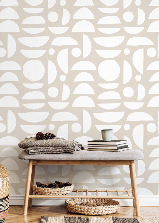 Neutral Geometric Wallpaper / Peel and Stick Wallpaper Removable Wallpaper Home Decor Wall Art Wall Decor Room Decor - D012