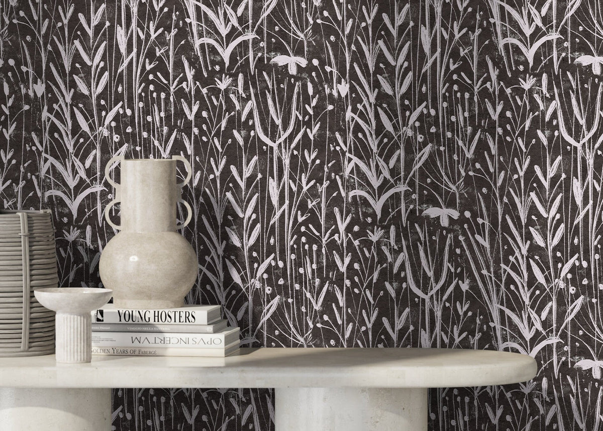 Boho Wildflowers Wallpaper / Peel and Stick Wallpaper Removable Wallpaper Home Decor Wall Art Wall Decor Room Decor - D014
