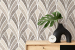 Beige Modern Art Deco Wallpaper / Peel and Stick Wallpaper Removable Wallpaper Home Decor Wall Art Wall Decor Room Decor - D017
