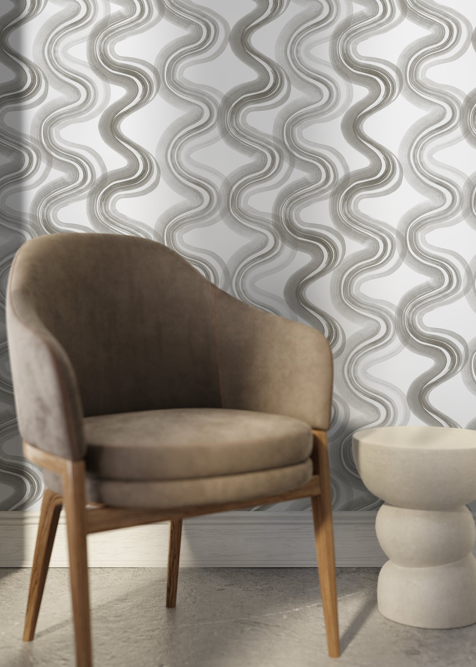 Gray Abstract Ink Wallpaper / Peel and Stick Wallpaper Removable Wallpaper Home Decor Wall Art Wall Decor Room Decor - C984