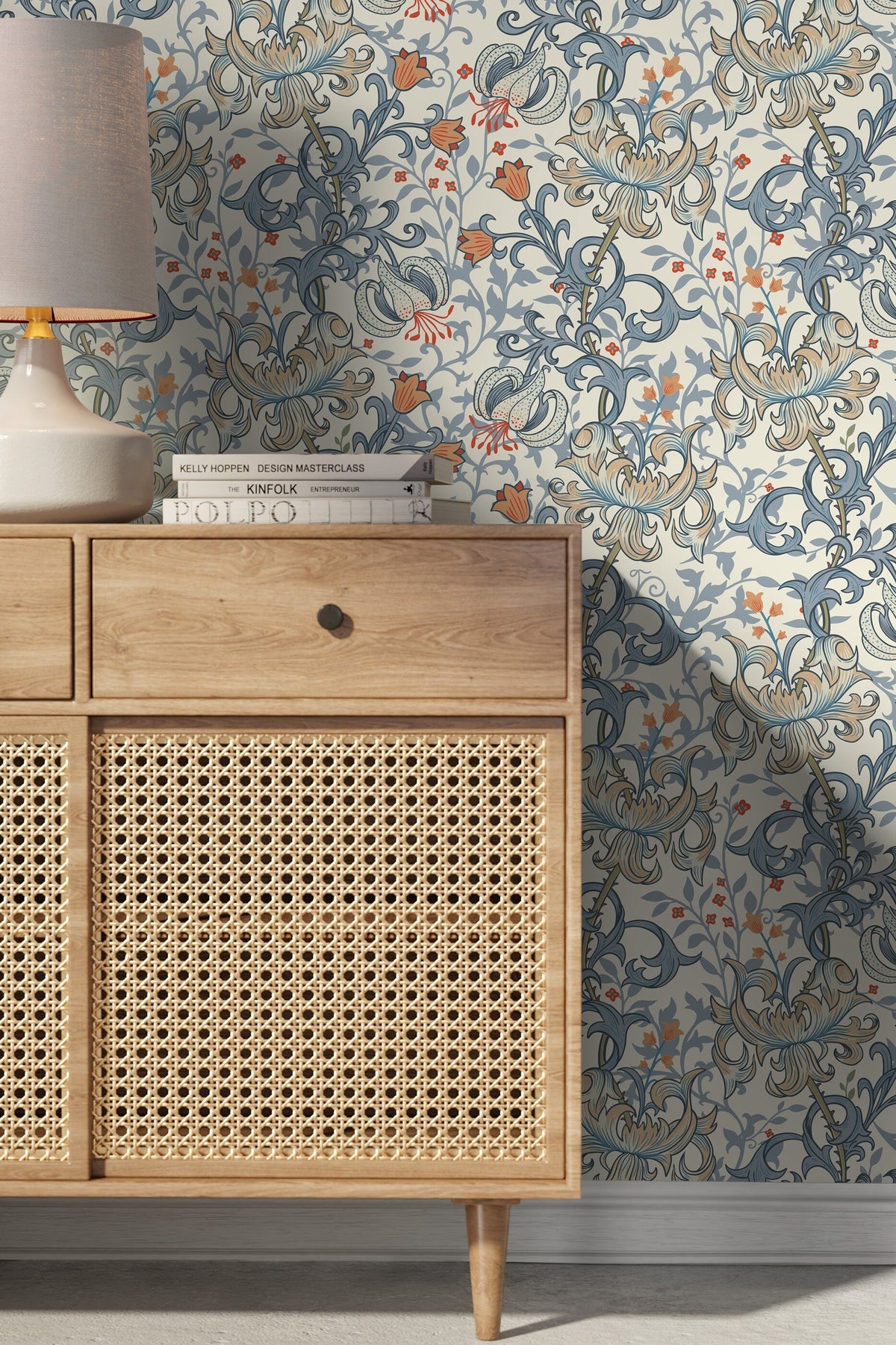 Floral William Morris Wallpaper / Peel and Stick Wallpaper Removable Wallpaper Home Decor Wall Art Wall Decor Room Decor - D031