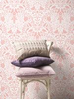 Pink Boho Floral Wallpaper / Peel and Stick Wallpaper Removable Wallpaper Home Decor Wall Art Wall Decor Room Decor - D040