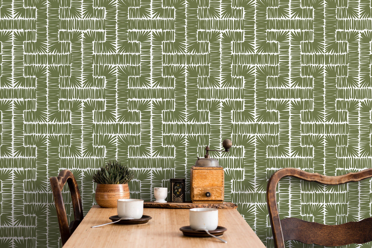 Green Modern Wallpaper / Peel and Stick Wallpaper Removable Wallpaper Home Decor Wall Art Wall Decor Room Decor - D047