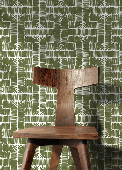 Green Modern Wallpaper / Peel and Stick Wallpaper Removable Wallpaper Home Decor Wall Art Wall Decor Room Decor - D047