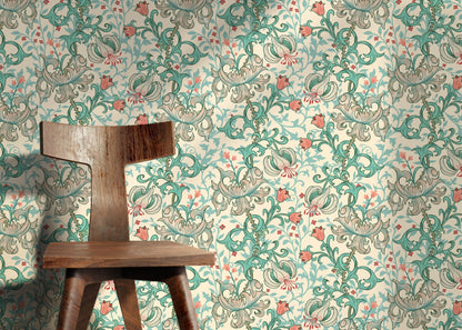 Vintage Floral William Morris Wallpaper / Peel and Stick Wallpaper Removable Wallpaper Home Decor Wall Art Wall Decor Room Decor - D057