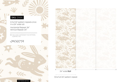 Mystique and Celestial Wallpaper Removable Peel and Stick Wallpaper, Peel and Stick Wallpaper Neutral Moon and Sun - ZABE