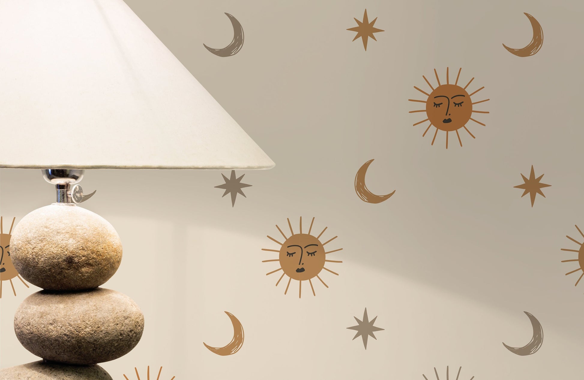 Sun and Moon Wallpaper Removable Peel and Stick Wallpaper, Mystic Boho Constellation Peel and Stick Wallpaper - ZACA