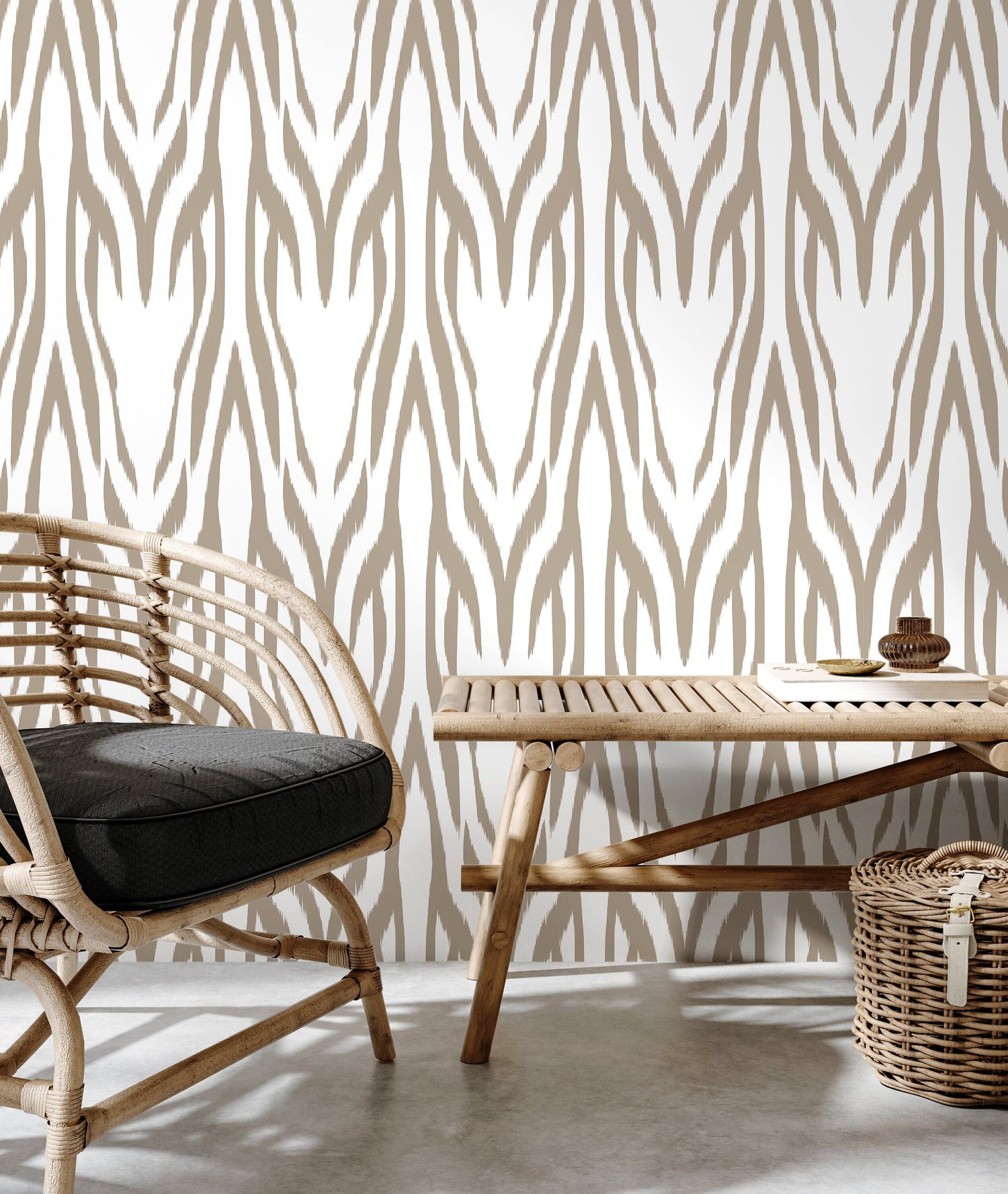 Beige Boho Retro Wallpaper / Peel and Stick Wallpaper Removable Wallpaper Home Decor Wall Art Wall Decor Room Decor - D009