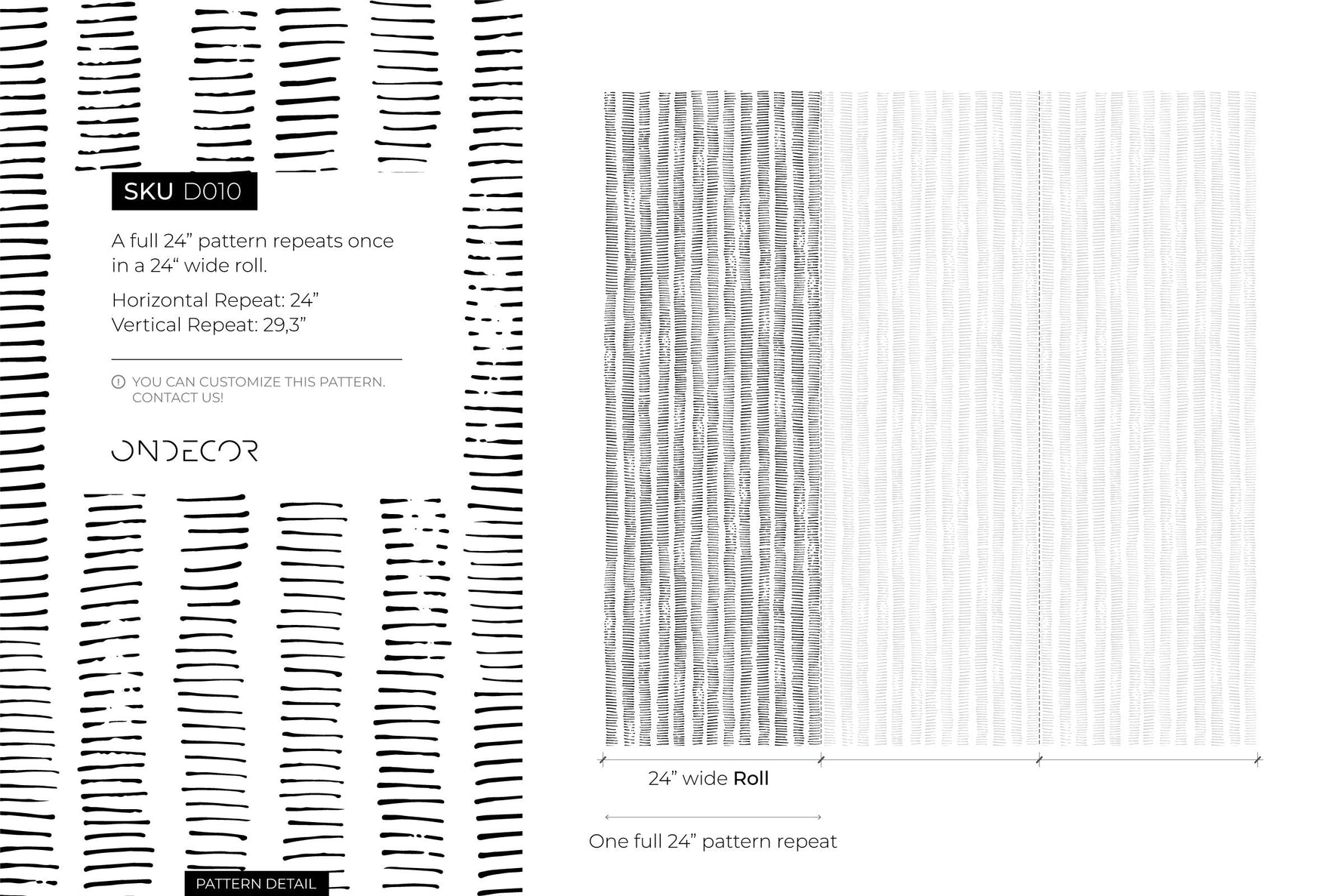 Black and White Boho Striped Wallpaper / Peel and Stick Wallpaper Removable Wallpaper Home Decor Wall Art Wall Decor Room Decor - D010