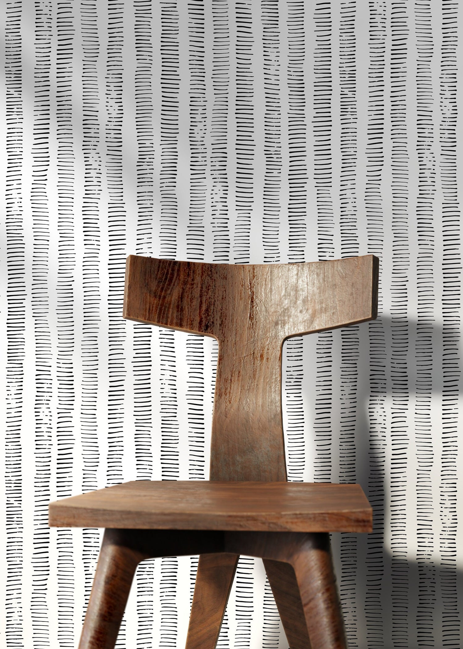 Black and White Boho Striped Wallpaper / Peel and Stick Wallpaper Removable Wallpaper Home Decor Wall Art Wall Decor Room Decor - D010