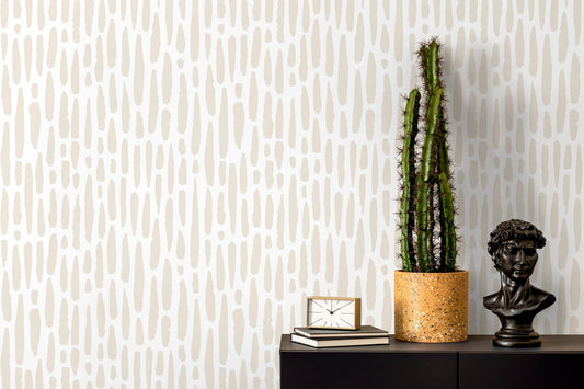 Paint Brush Dotted in Sand Wallpaper Abstract Removable and Repositionable Peel and Stick or Traditional Pre-pasted Wallpaper - ZACJ