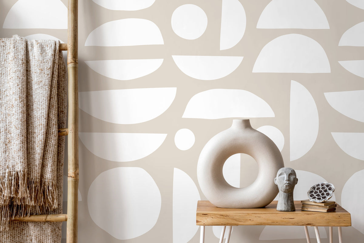Neutral Geometric Wallpaper / Peel and Stick Wallpaper Removable Wallpaper Home Decor Wall Art Wall Decor Room Decor - D012