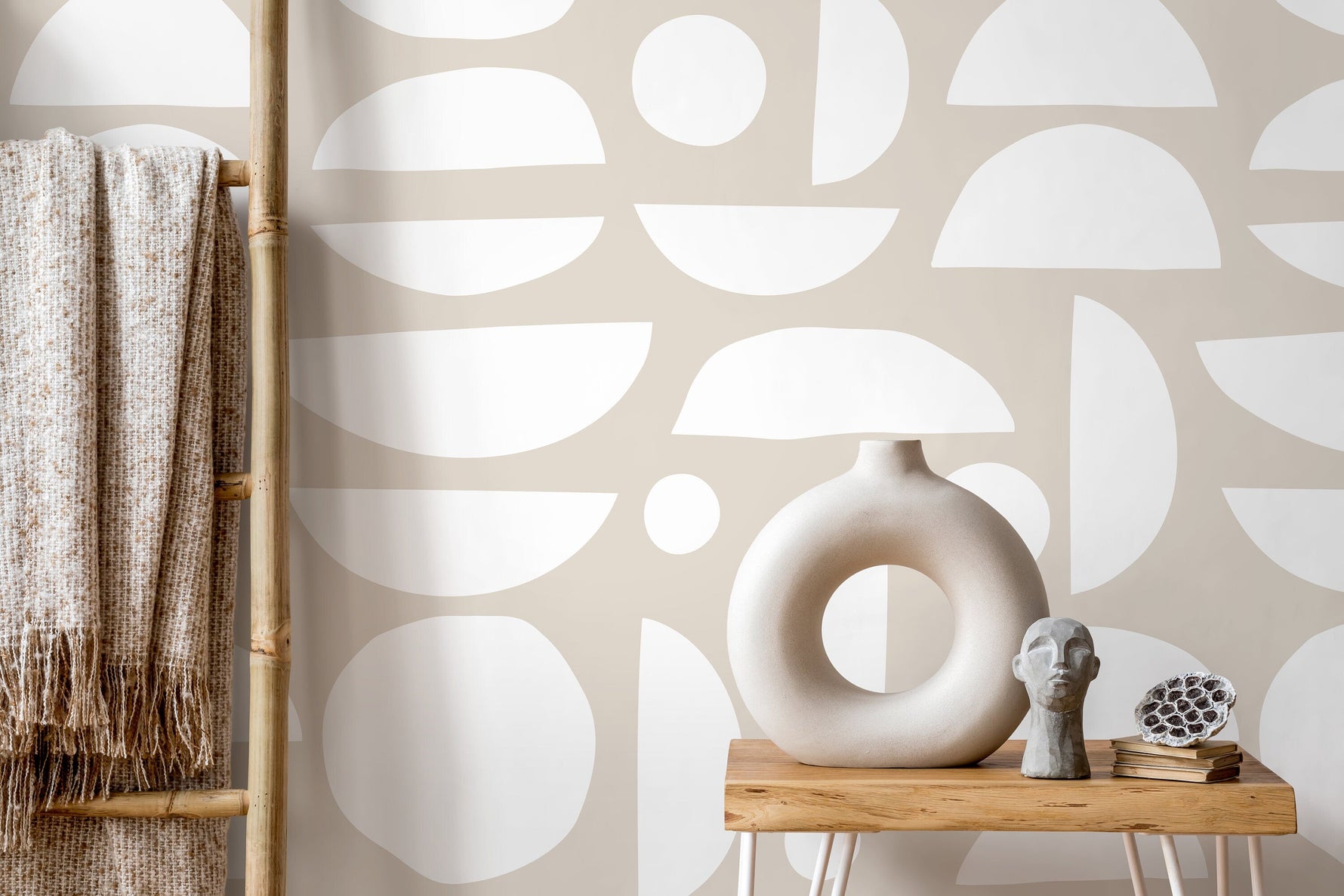 Neutral Geometric Wallpaper / Peel and Stick Wallpaper Removable Wallpaper Home Decor Wall Art Wall Decor Room Decor - D012