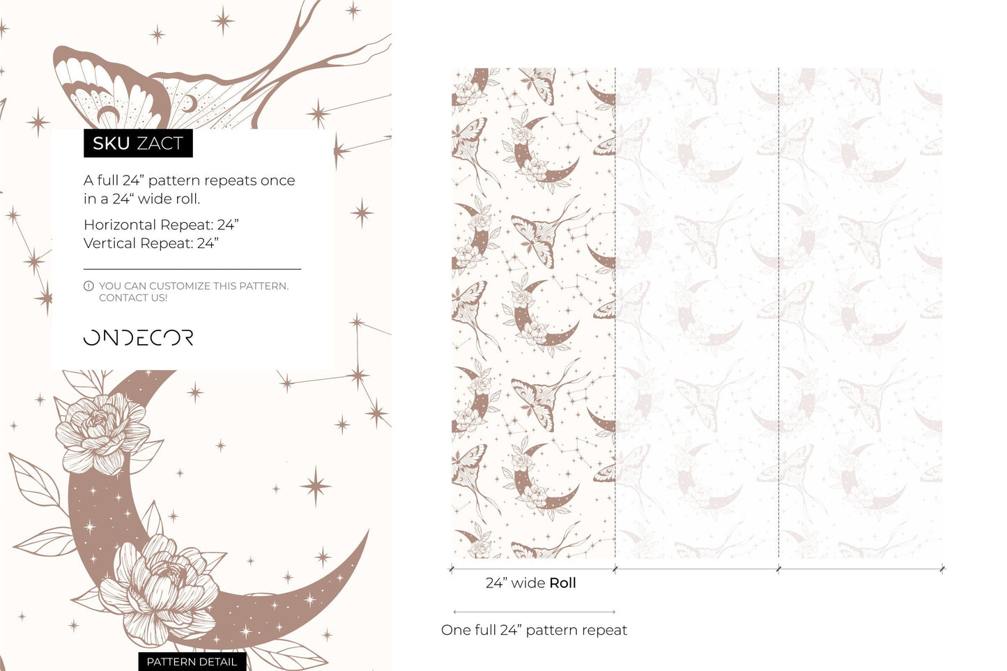 Mystique and Celestial Wallpaper Removable Peel and Stick Wallpaper, Peel and Stick Wallpaper Moon and Butterfly - ZACT