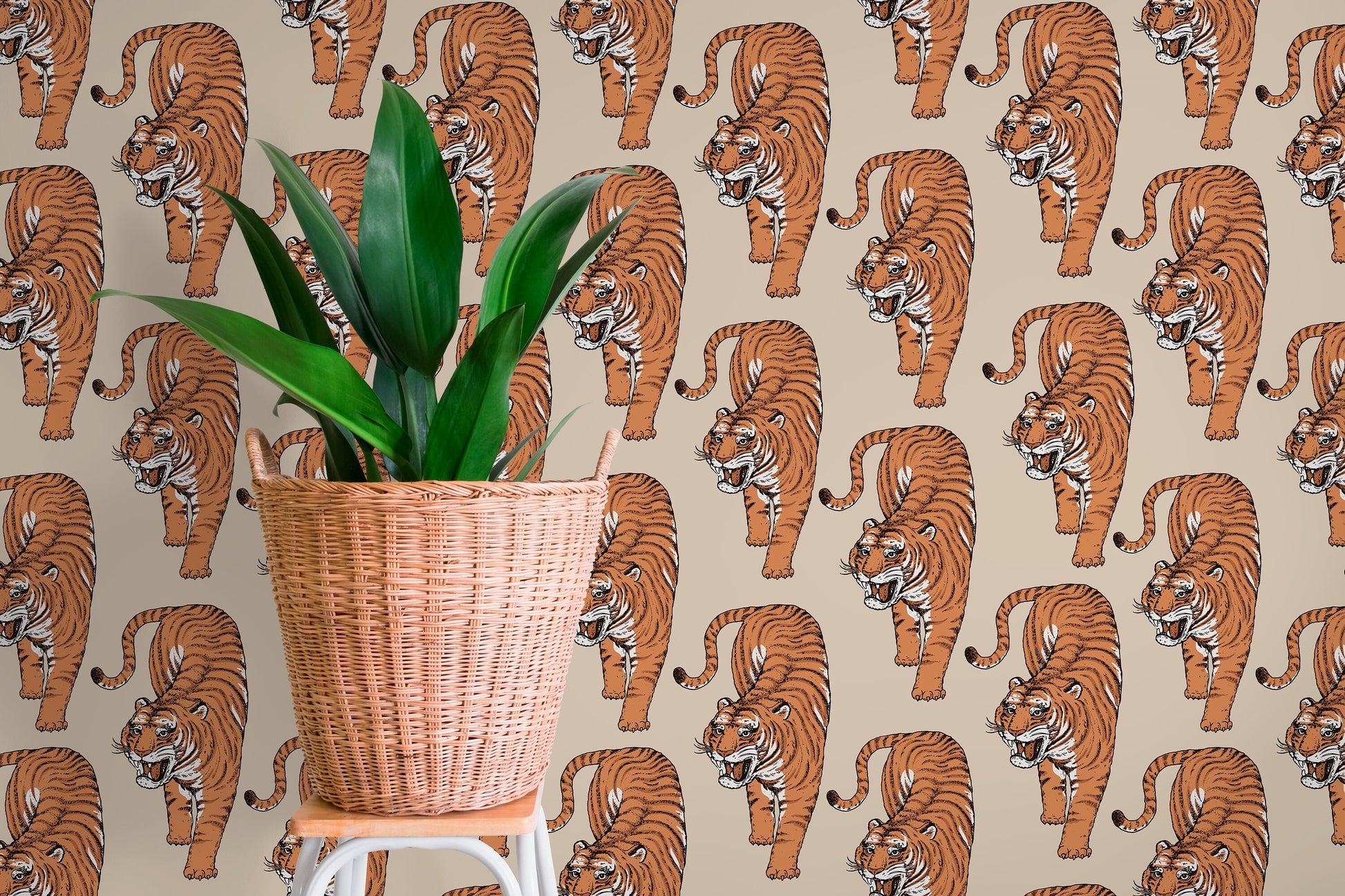 Boho Tiger Wallpaper Removable Peel and Stick Wallpaper, Animal Print Repositionable Peel and Stick Wallpaper - ZADI