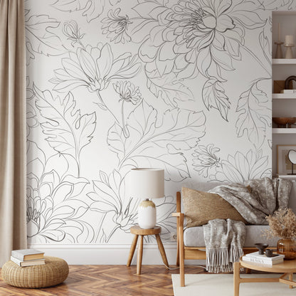 The Minimalist Peony Mural Mural Self Adhesive Large Scale Wallpaper Peony Floral Traditional Pre-pasted or Peel and Stick - ZADO