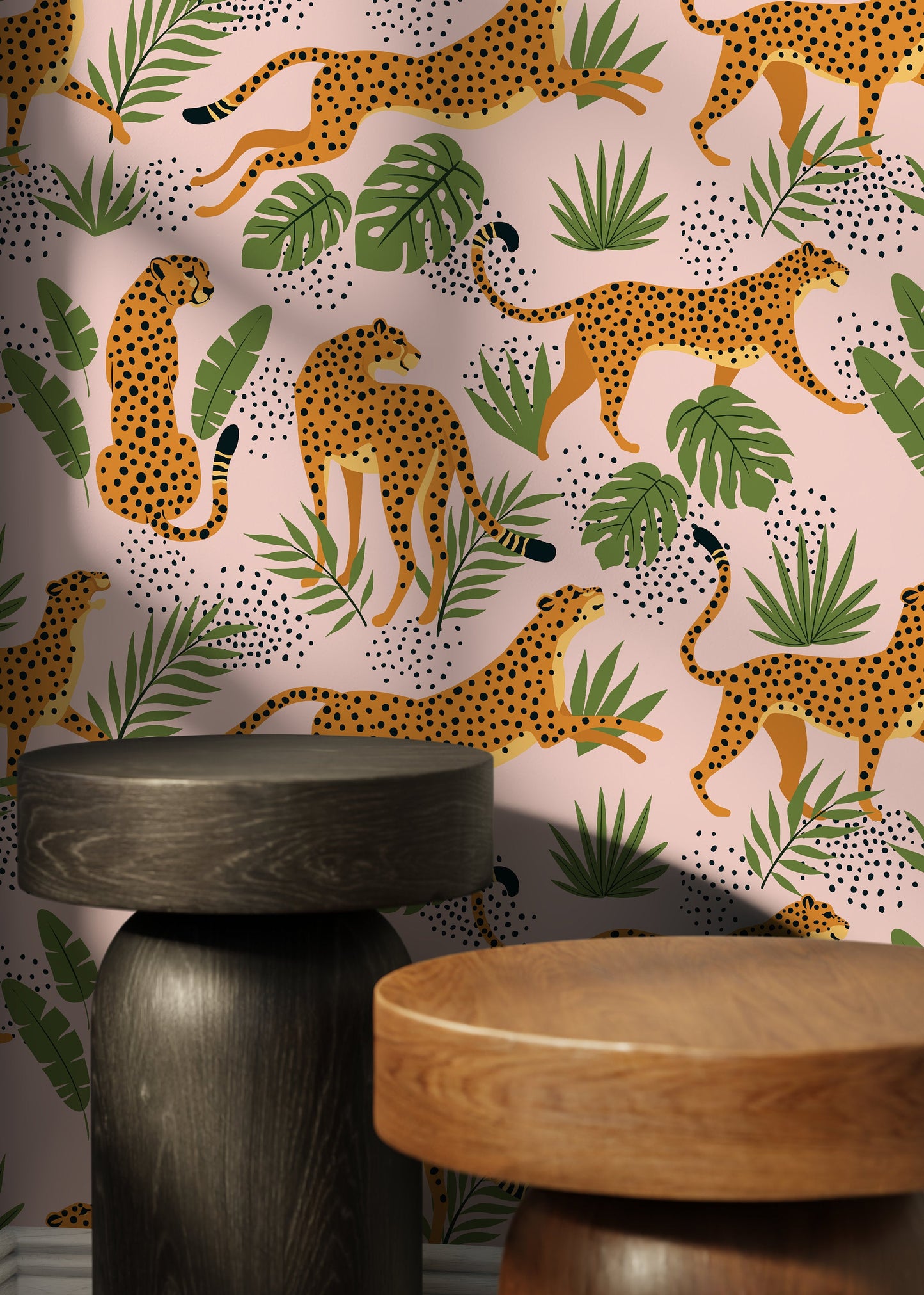 Pink Boho Cheetah Wallpaper Removable and Repositionable Peel and Stick or Traditional Pre-pasted Wallpaper - ZADR