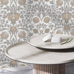 Beige Floral William Morris Wallpaper / Peel and Stick Wallpaper Removable Wallpaper Home Decor Wall Art Wall Decor Room Decor - D043