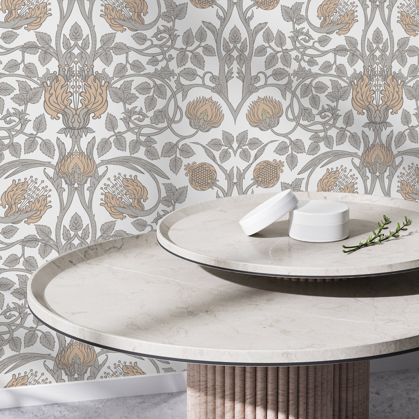 Beige Floral William Morris Wallpaper / Peel and Stick Wallpaper Removable Wallpaper Home Decor Wall Art Wall Decor Room Decor - D043