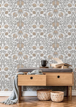 Beige Floral William Morris Wallpaper / Peel and Stick Wallpaper Removable Wallpaper Home Decor Wall Art Wall Decor Room Decor - D043