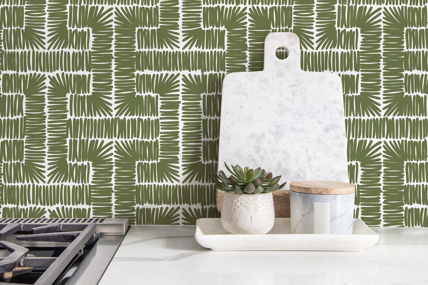 Green Modern Wallpaper / Peel and Stick Wallpaper Removable Wallpaper Home Decor Wall Art Wall Decor Room Decor - D047