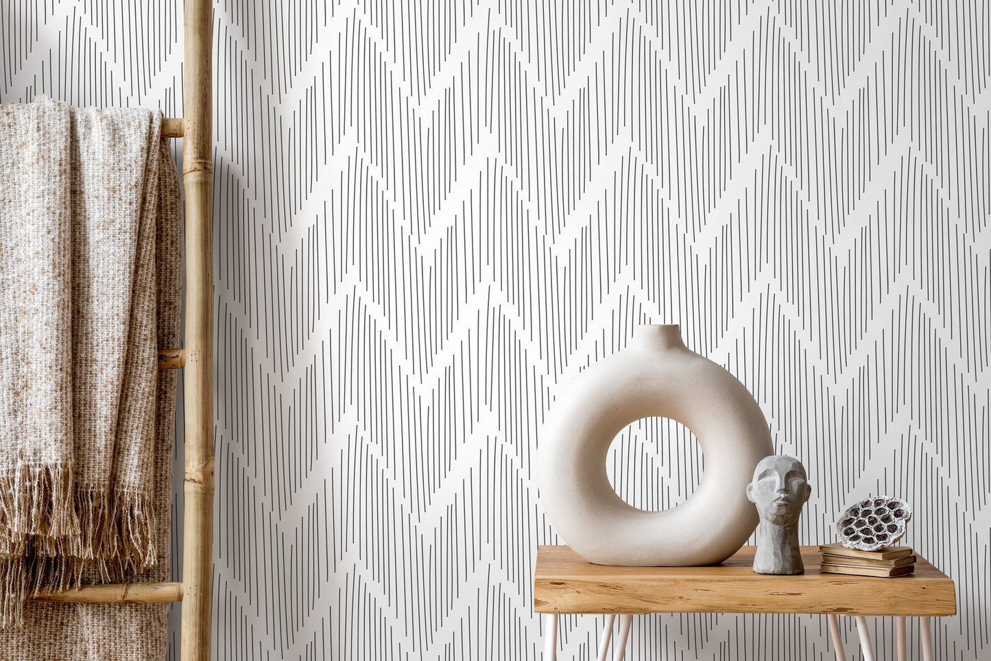 Minimalist Chevron Wallpaper / Peel and Stick Wallpaper Removable Wallpaper Home Decor Wall Art Wall Decor Room Decor - D001