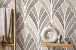 Beige Modern Art Deco Wallpaper / Peel and Stick Wallpaper Removable Wallpaper Home Decor Wall Art Wall Decor Room Decor - D017