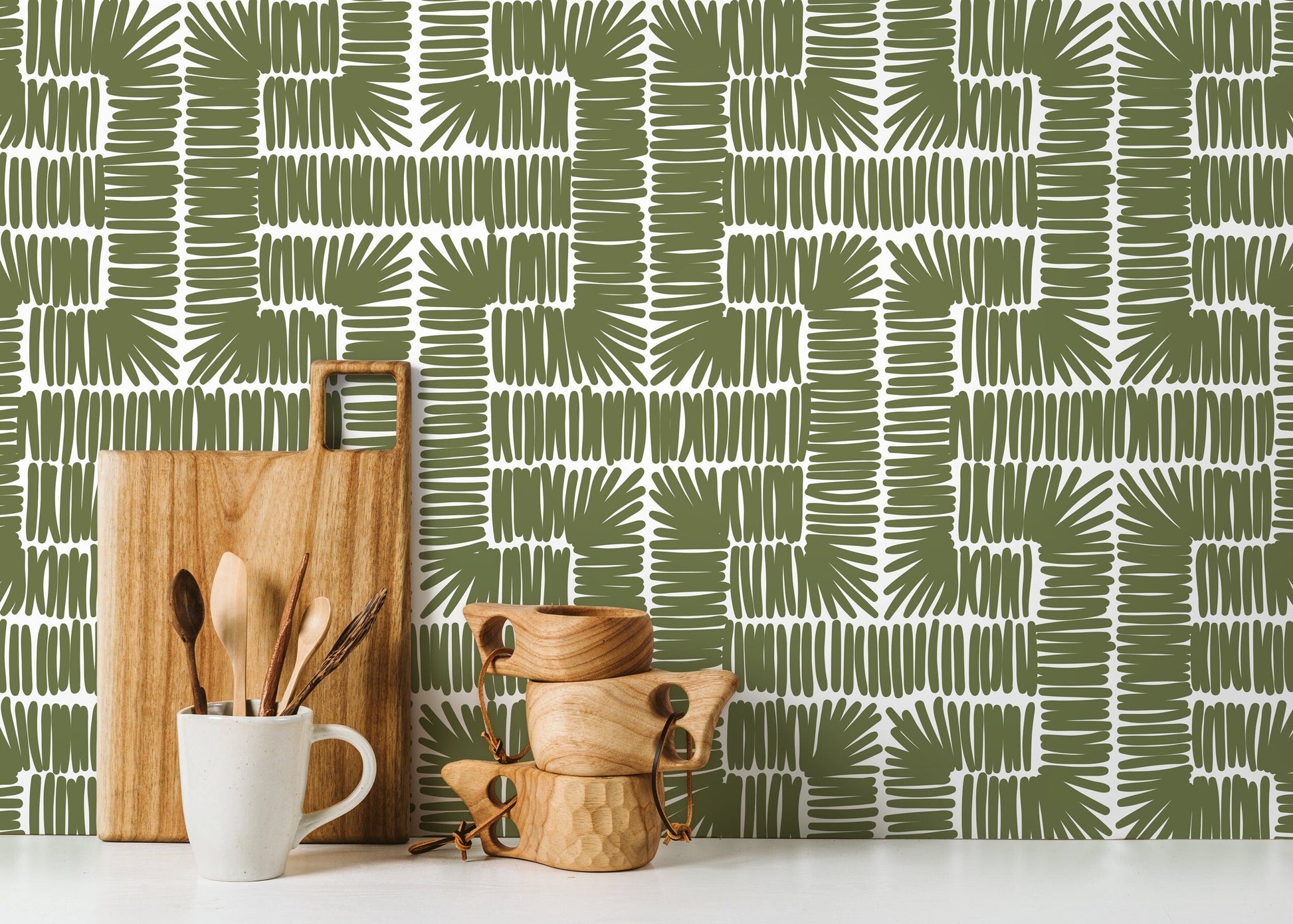 Green Modern Wallpaper / Peel and Stick Wallpaper Removable Wallpaper Home Decor Wall Art Wall Decor Room Decor - D047