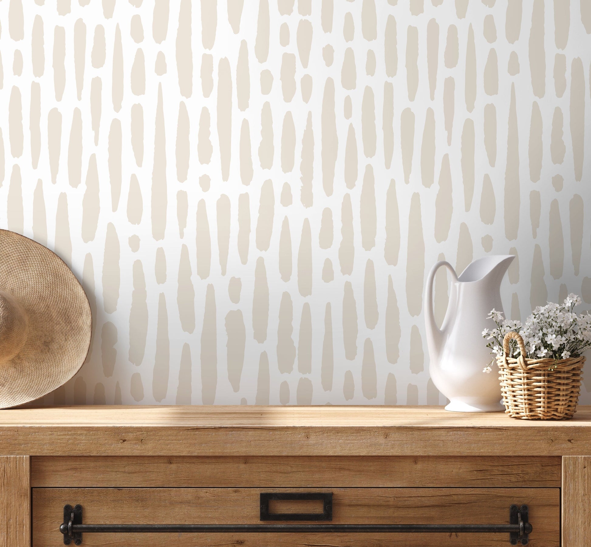 Paint Brush Dotted in Sand Wallpaper Abstract Removable and Repositionable Peel and Stick or Traditional Pre-pasted Wallpaper - ZACJ