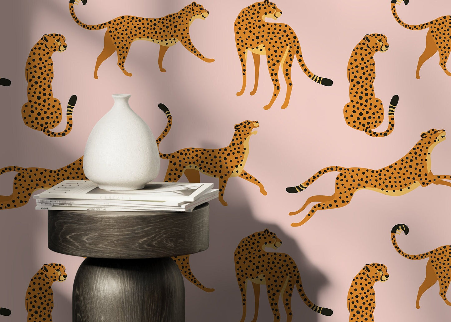 Pink Boho Cheetah Wallpaper Removable and Repositionable Peel and Stick or Traditional Pre-pasted Wallpaper - ZACM
