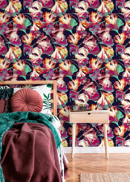 Modern Floral Wallpaper Colorful Wallpaper Peel and Stick and Traditional Wallpaper - CC - B017