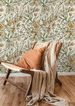 Floral Garden Hand Drawing Wallpaper / Peel and Stick Wallpaper Removable Wallpaper Home Decor Wall Art Wall Decor Room Decor - D139