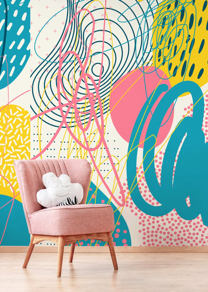 Colorful Mural Abstract Wallpaper Contemporary Art Wallpaper Peel and Stick and Traditional Wallpaper - CC - B093