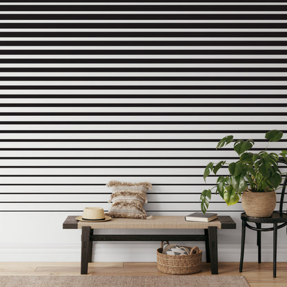 Black and White Strips Removable Wallpaper Wall Mural - Black and White Stripes - B112