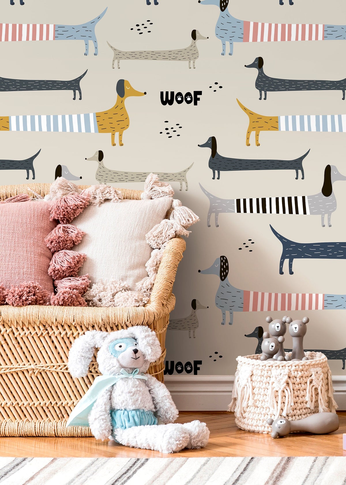 Cute Dogs Kids Wallpaper / Peel and Stick Wallpaper Removable Wallpaper Home Decor Wall Art Wall Decor Room Decor - D101