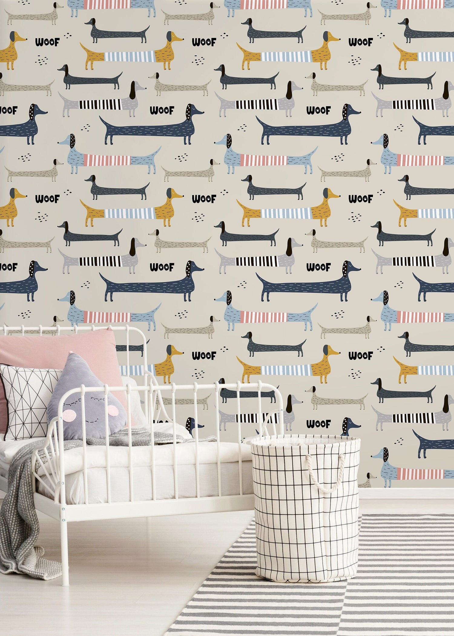 Cute Dogs Kids Wallpaper / Peel and Stick Wallpaper Removable Wallpaper Home Decor Wall Art Wall Decor Room Decor - D101