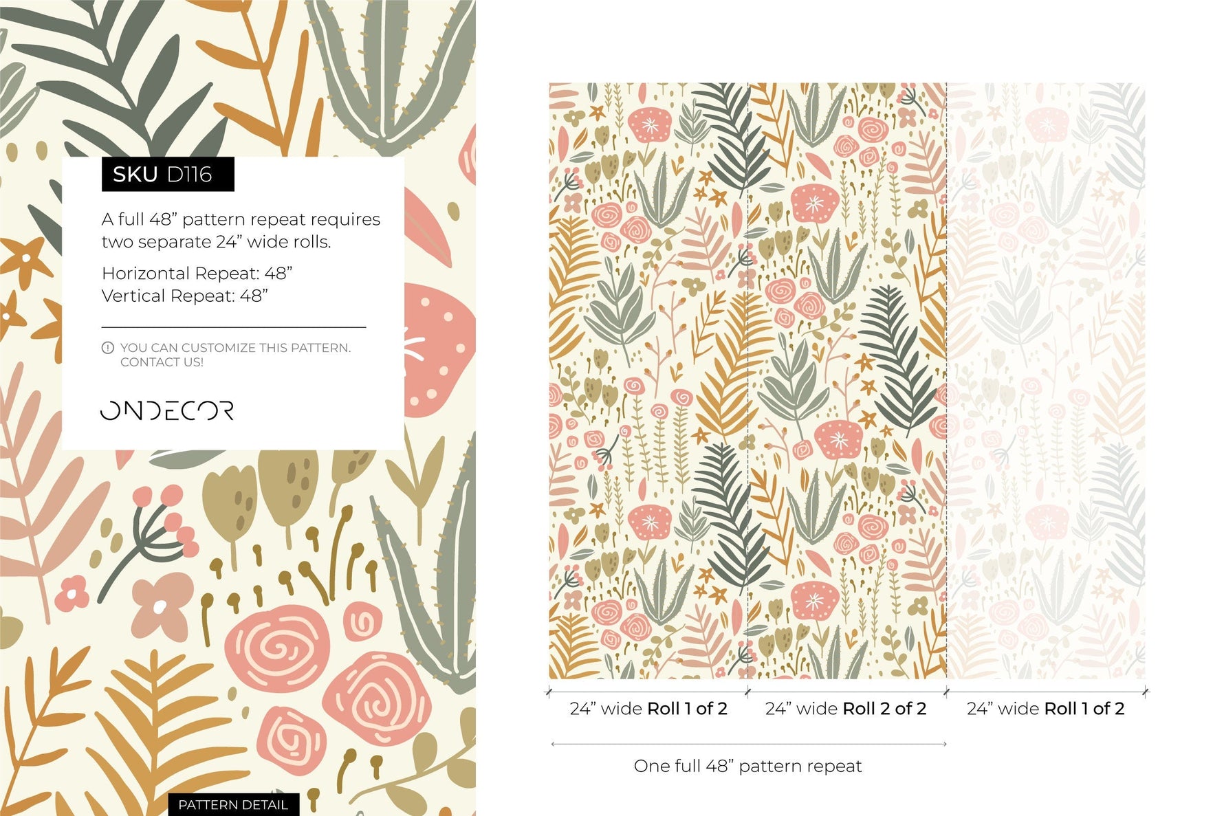 Boho Floral Garden Wallpaper / Peel and Stick Wallpaper Removable Wallpaper Home Decor Wall Art Wall Decor Room Decor - D116