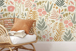 Boho Floral Garden Wallpaper / Peel and Stick Wallpaper Removable Wallpaper Home Decor Wall Art Wall Decor Room Decor - D116