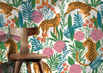 Cute Tiger and Floral Wallpaper / Peel and Stick Wallpaper Removable Wallpaper Home Decor Wall Art Wall Decor Room Decor - D157