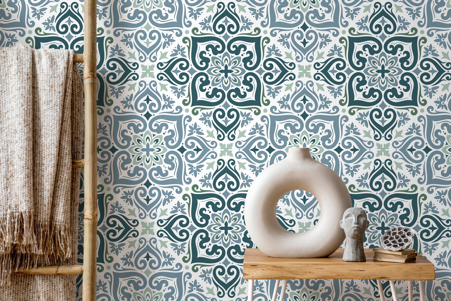 Moroccan Tile Wallpaper / Peel and Stick Wallpaper Removable Wallpaper Home Decor Wall Art Wall Decor Room Decor - D163