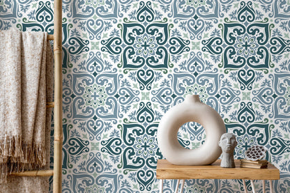 Moroccan Tile Wallpaper / Peel and Stick Wallpaper Removable Wallpaper Home Decor Wall Art Wall Decor Room Decor - D163