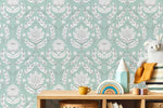 Mint Floral Vintage Wallpaper / Peel and Stick Wallpaper Removable Wallpaper Home Decor Wall Art Wall Decor Room Decor - D060