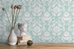 Mint Floral Vintage Wallpaper / Peel and Stick Wallpaper Removable Wallpaper Home Decor Wall Art Wall Decor Room Decor - D060