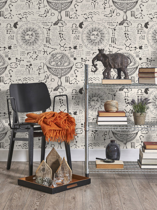 Mystique and Celestial Wallpaper Removable Peel and Stick Wallpaper, Peel and Stick Wallpaper Moon and Zodiac - ZAAX